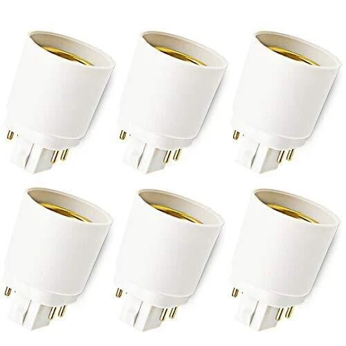 Bonlux 6-Pack Gx24Q to E26/E27 Socket Adapter Gx24 Short 4 Pin to Medium Edis... Bonlux 6-Pack Gx24Q to E26/E27 Socket Adapter Gx24 Short 4 Pin to Medium Edis...