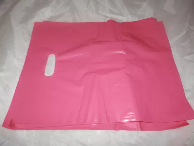 50 12x15 Glossy Pink Low-Density Plastic Merchandise Bags W\Handles Retail Bags 2