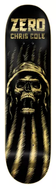 Zero Skateboards Deck Apokalypse Chris Cole Schädel Goldfolie mit kostenloser Gesichtsmaske