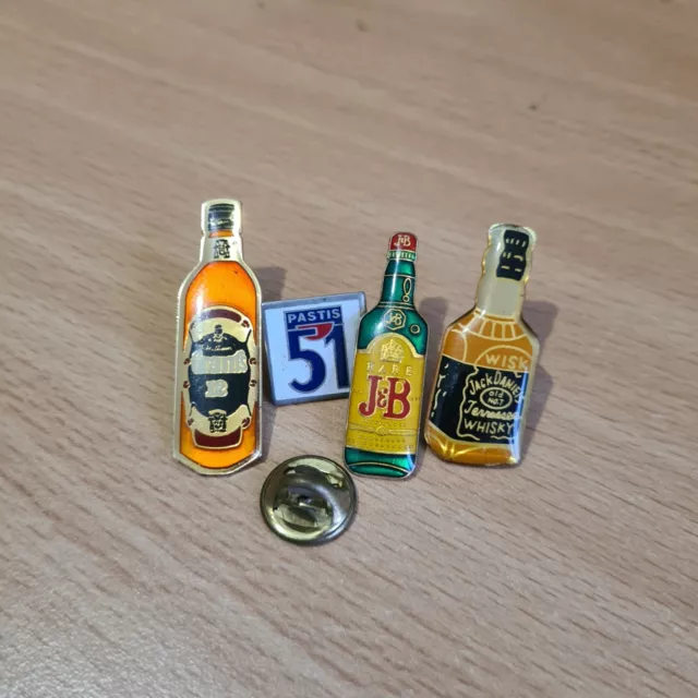 (ZE) 4 Pin's pins pin lapel alcool pastis 51 j§b grants 12 whisky jack daniels