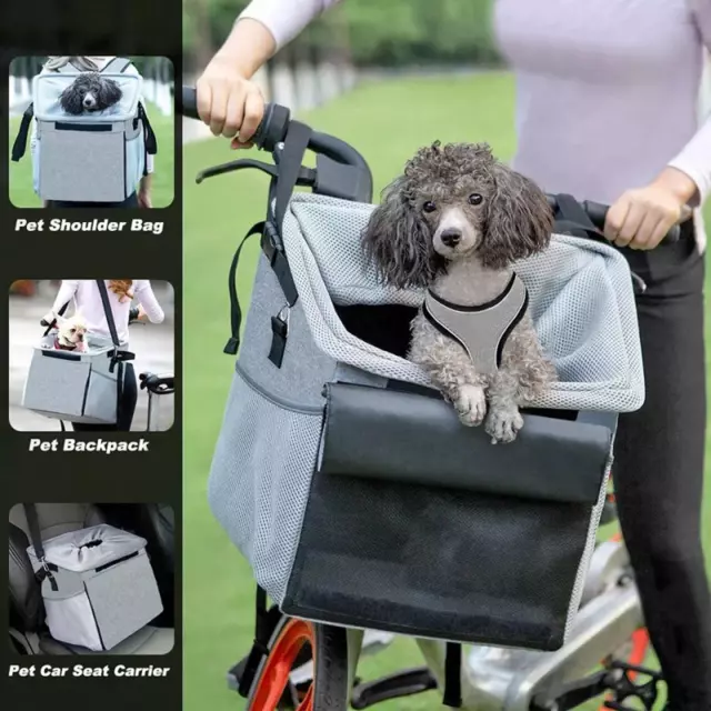 Pet Backpack Bike Front Basket Comfortable Dog Cat Soft Sided Carrier