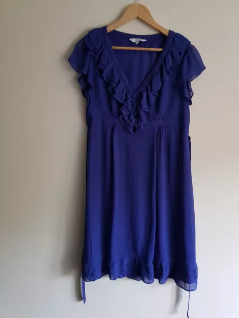 Vestido de maternidad Mamas&Papas talla 10 manga corta forrado con volantes - azul