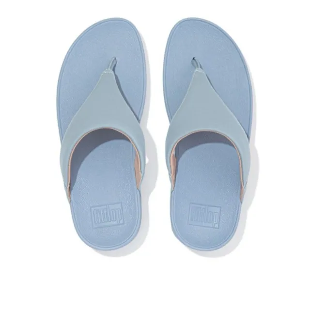 FitFlop Womens Lulu Water-Resistant Toe-Post Sandals Pale Blue/Beige Size US8