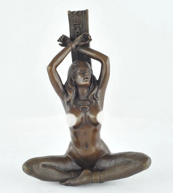Estatua Pin-up Art Deco Estilo Art Nouveau Estilo Bronce sólido Firmado