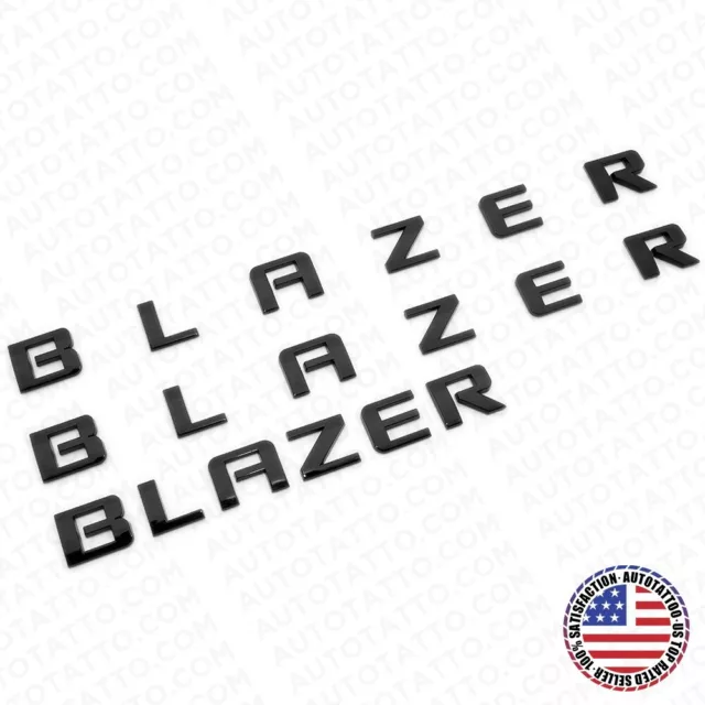 3pcs 19-23 Chevy Blazer Front Door & Liftgate Gloss Black Nameplate Badge Emblem