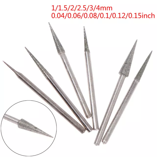 6Pcs 1-4mm Diamond Grinding Head Needle Bits Burrs Engraving Carving Tool 2.3  q