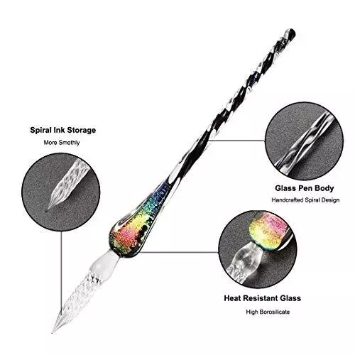 EACHHAHA Ensemble De Stylos En Verre Faits à La Main-Pour l'artl'écritureLa P... 2