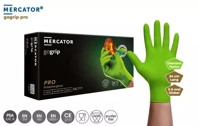 MERCATOR gogrip-pro Premium Nitril-Handschuhe - Grün, XL