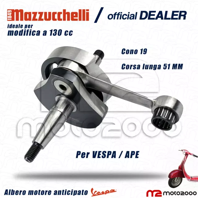 Albero Motore Anticipato Mazzucchelli Cono 19 Corsa 51 Vespa 125 Primavera / Fl