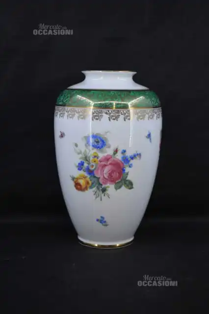 Vaso Portafiori In Ceramica Bavaria Fantasia Fiori Alto 30 Cm