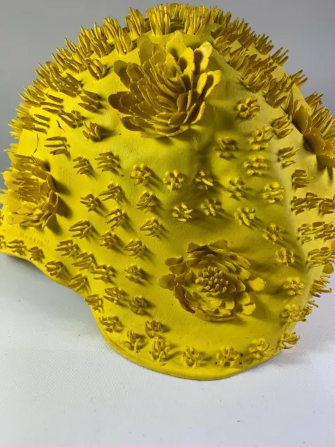 Jantzen Rubber Swim Cap in Original Package Raised 3D Yellow Flowers 1960s