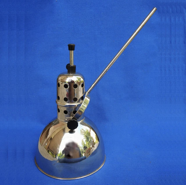 Old Big Metal TABLE LAMP SHADE +Holder USSR 1950 Nickel Vintage Soviet Epoch