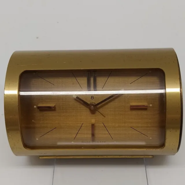 Orologio sveglia da tavolo svizzera Swiza a cilindro in ottone anni 60/70