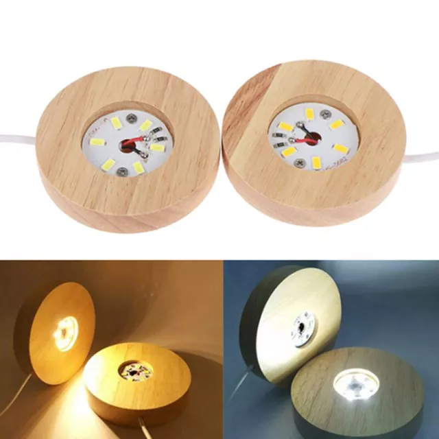 7 cm Base de Luz LED de Madera Base de Lámpara de Noche de Madera Base LED Pantalla de Luz SN❤