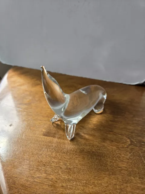 Langham Clear Glass Sea Lion Paperweight England Hand Made
