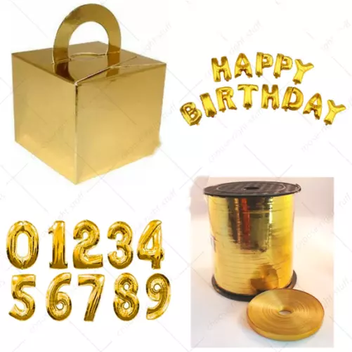 Oro Metalizado Globos Pastel Caja Baloon Peso Feliz Cumpleaños Fiesta Decuk