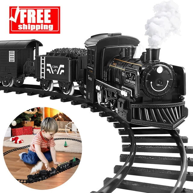 SPIELZEUG EISENBAHN MIT 4 Waggons Elektrische Lok Dampflokomotive