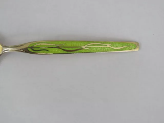 Green Enameled Th.marthinsen Sterling Gold Gilt Teaspoon-6 1/8" 2