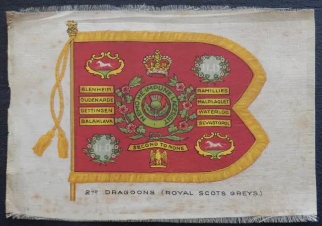 2nd DRAGOONS ROYAL SCOTS GREYS Original WWI SILK issued in 1915 120mm x 165mm