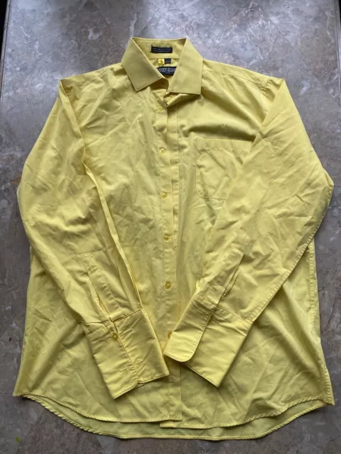 STACY ADAMS, Men's Sz 16-16 1/2  34/35 Yellow Goldenrod Dress Shirt