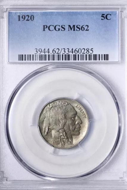 BU 1920 Buffalo Nickel PCGS MS62 Better Date, Beautiful Coin! RCCJ