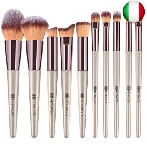 Pennelli Trucco HEYMKGO 12PCS Champagne Gold Set di pennelli make up
