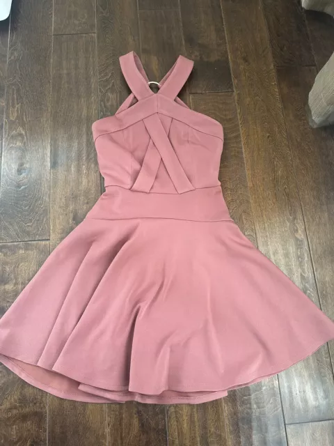 Topshop Size 6 Skater Fit & Flare Dress Dusty Rose Pink Rust