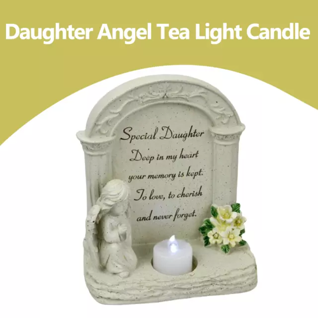 Praying Angel with Tea Light Candle Special Daughter Memorial Grave Plaque Gift