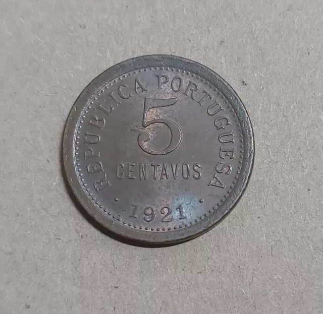 100) Portugal  5 Centavos 1921 KM#569 Circulated But Nice