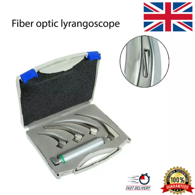 NEW ORIGNAL FIBER OPTIC Laryngoscope Mac Set of 4 BLADE & HANDLES EMT Anesthesia