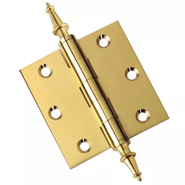 Door Hinge 3 x 3 Solid Brass Polished Brass Architect Grade w/ Tips