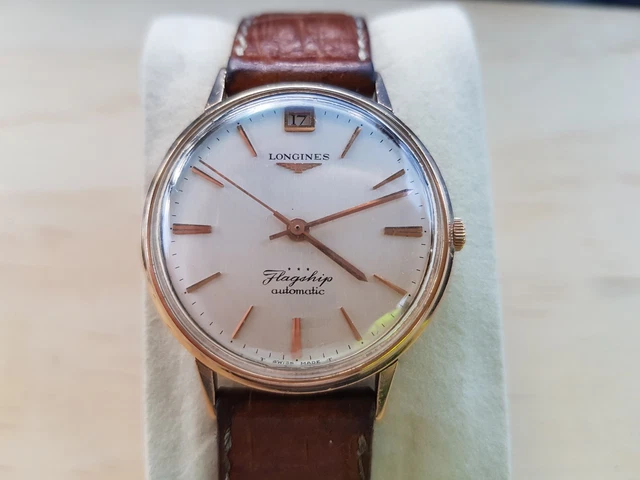 VINTAGE LONGINES FLAGSHIP 18K Solid Gold Cal 341 Silver Dial Nice