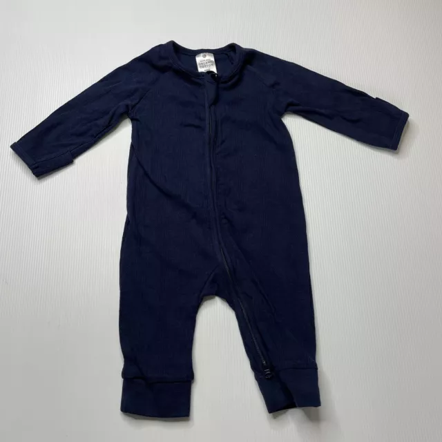 Girls,Boys size 000, Target, navy organic cotton blend zip romper, EUC