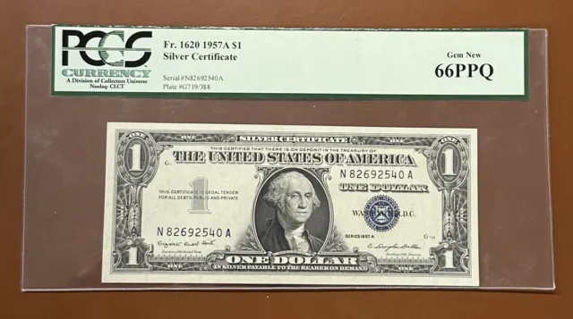 1957-A $1 Silver Certificate Small Size Note Bill Lot PCGS MS66 MS 66 PPQ