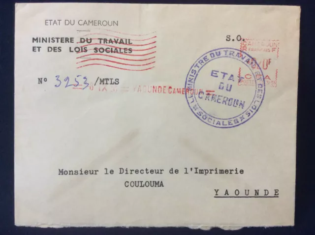 Carta De Jefe Estado Del Camerún Francesa Aff Satas 1958 Lunares el Ministerio