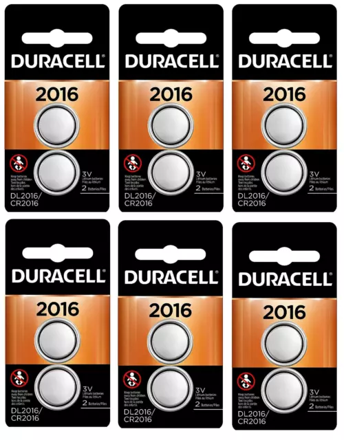 Duracell 2016 3V Lithium Coin Battery Long Lasting DL2016 [12-Pack] EXP 2029