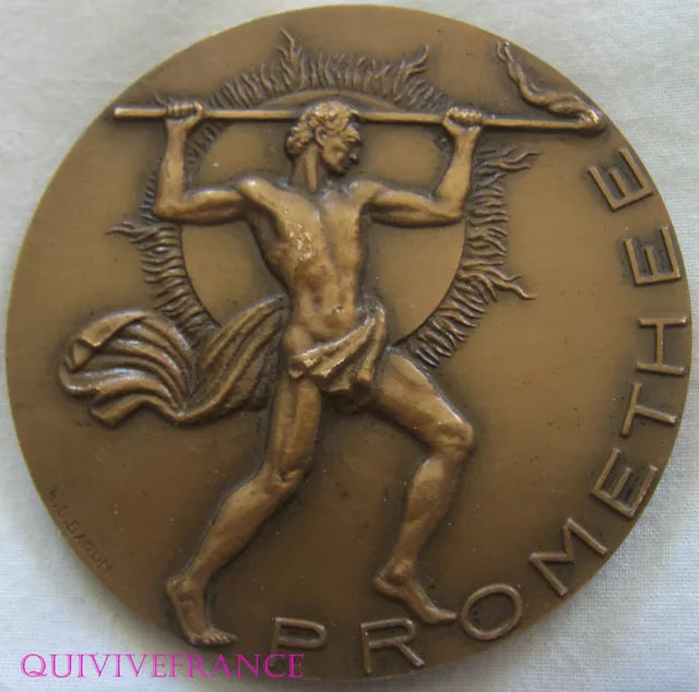 MED7657 - MEDAILLE ART DECO PROMETHEE par R.G. BARON - CONSTRUCTEURS DE FOURS