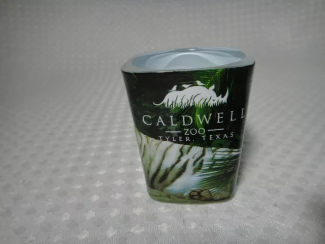 Caldwell Zoo Tyler Texas Souvenir Square Shot Glass White Tiger