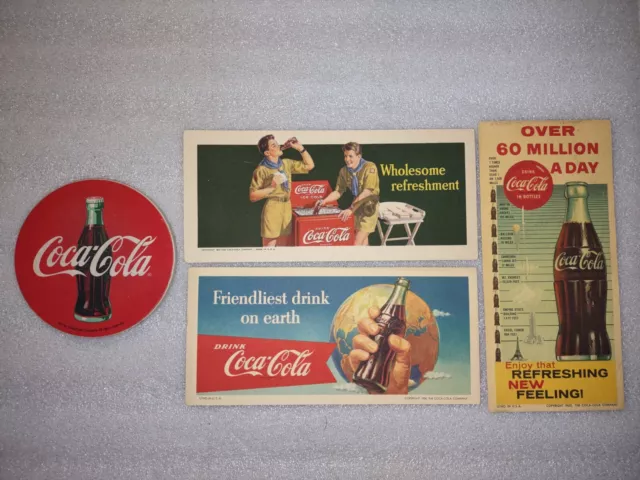 Vintage Coca-Cola Coke Cardboard Advertising Ink Blotter Lot Litho In USA