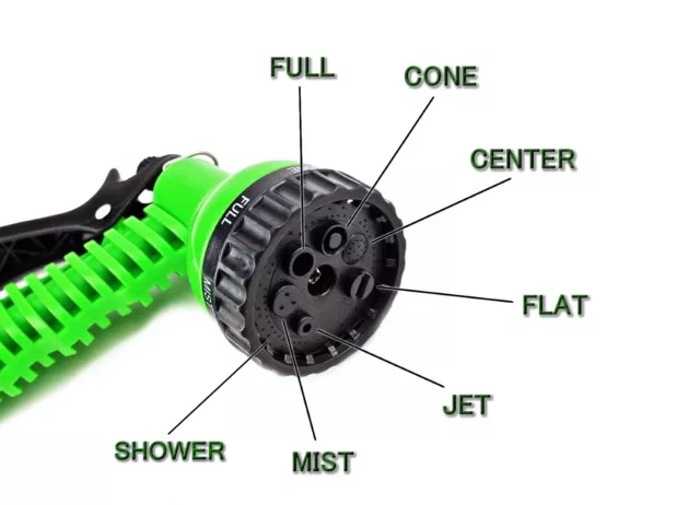 Ducha para Jardín 7in1 Manguera de Verde Rugido Inyección 3/4 x 3/4 Adaptador