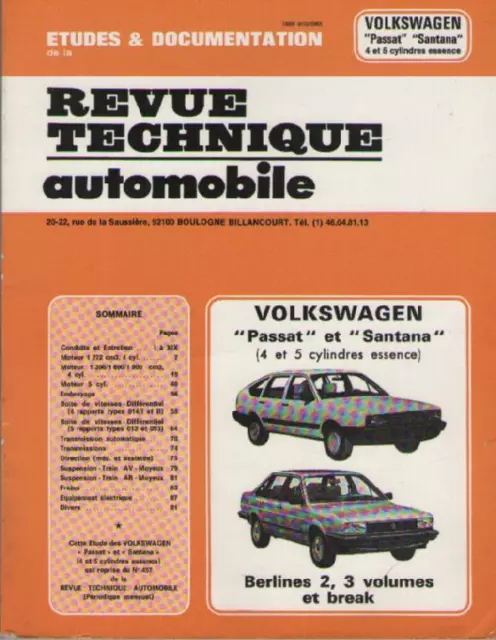 RTA Revue Technique Automobile Volkswagen Passat Santana 4 & 5 Cylindres Essence