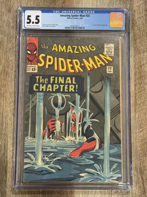 Amazing Spider-Man #33 - CGC 5.5 - 1966 - Classic Ditko Cover and Art