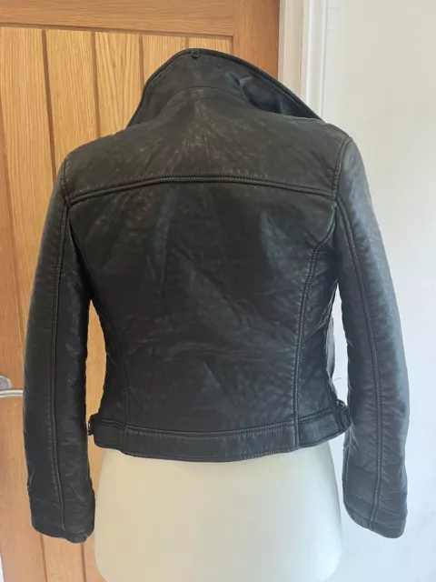 Topshop Real Leather Jacket Size 8 Black