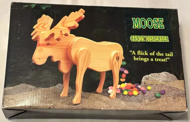 Moose Pooping Wood Moose Wooden Candy Dispenser Droppings Novelty Toy