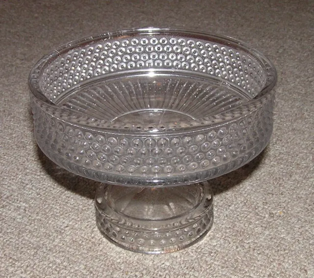 Vintage Clear Glass Hobnail Pedestal Bowl - Compote Candy Nut Dip Potpourri Dish