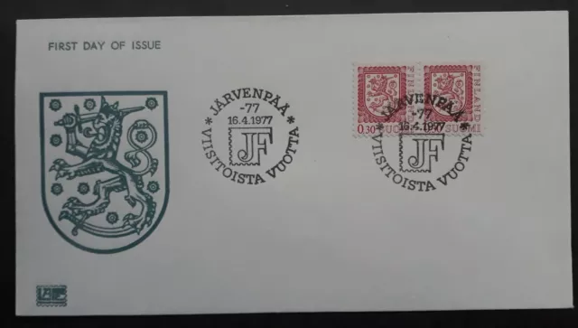 1977 Finland Lion Stamp FDC ties 2 0.3Mk Stamps cd Jarvenpaa