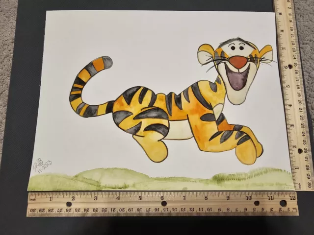 Original Watercolor Art Tigger / Winnie Painting Disney Inspired 9 X 12 Inches