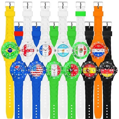 Reloj de Pulsera Fútbol Silicona Goma Merchandising Fan WM & Em Países Bandera