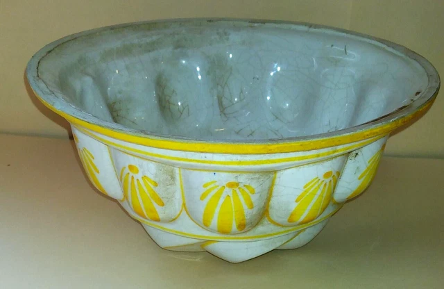 Large Antique Hand Painted Ceramic Jelly/Pudding/Food Mold