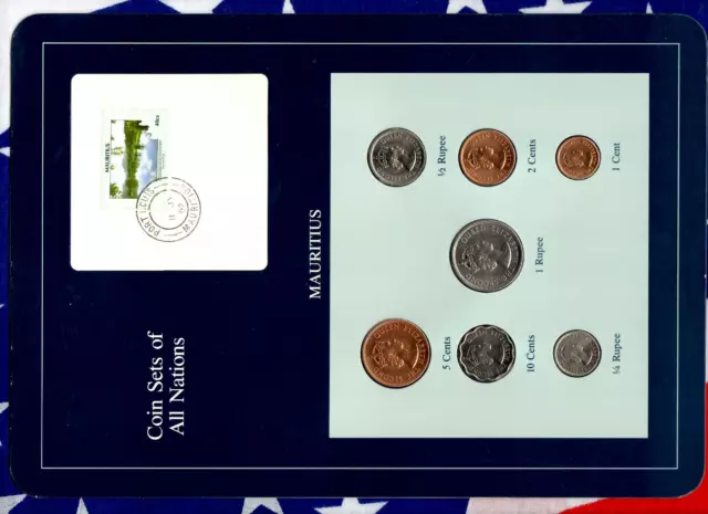 Coin Sets of All Nations Mauritius 1,1/2,1/4 Rupee 10,5,2,1 cent 1978 UNC